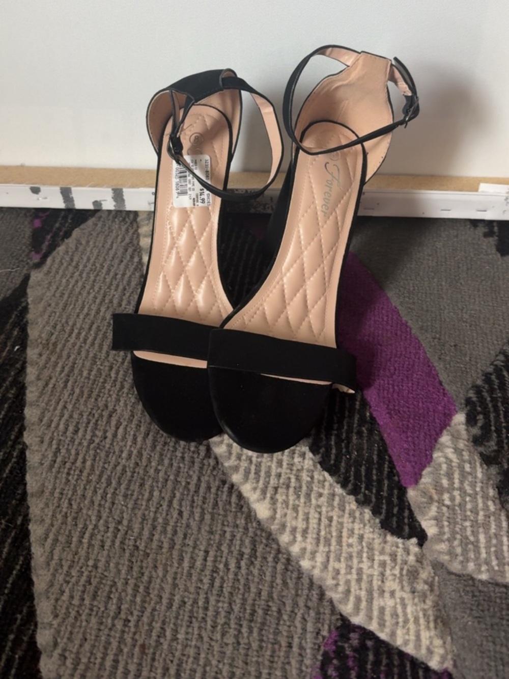 Ankle-Strap Black Open-Toe Heels